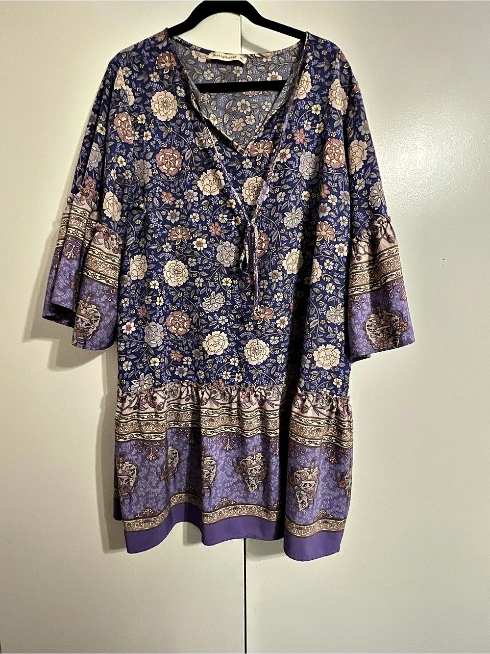 Rusttydustty Floral Mini Dress in Blue & Purple Size 1XL Like New